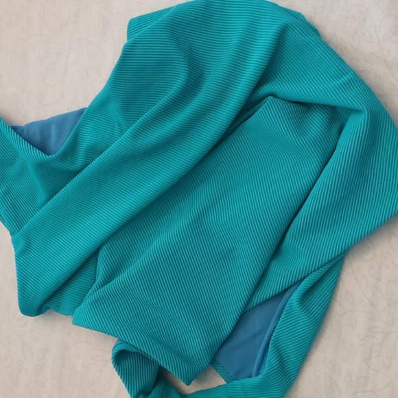 Free People X Beach Riot Ribbed Malibu Blue One-Shoulder One Piece Swimsuit Smal - Picture 7 of 7